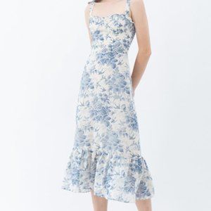 Chicwish tie-strap blue floral dress XS